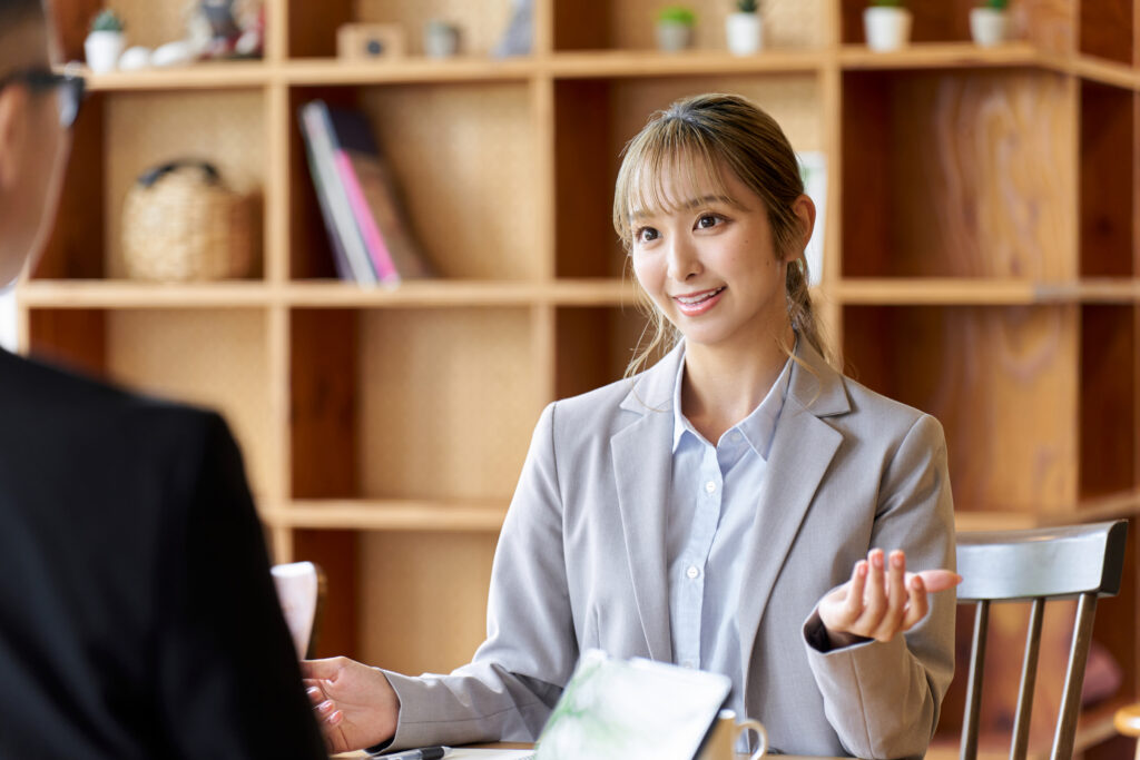 A young woman following job interview tips during a job interview